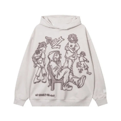 Autumn/Winter Graffiti Street Pink pullover hoodie - Hiddengem