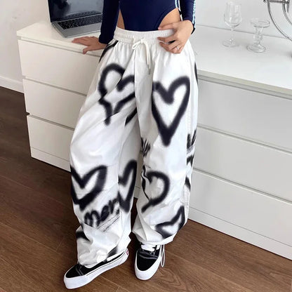 Ladies American Hip Hop Love Graff Casual Pants