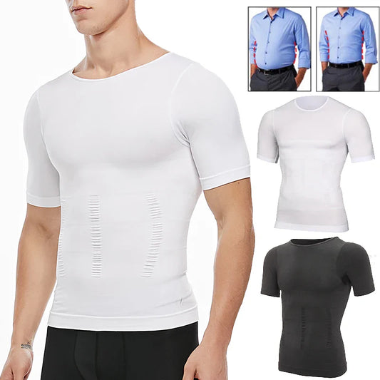 Men's shaper underwear waist trainer vest corset for chest slimming and posture correction in white and black colors