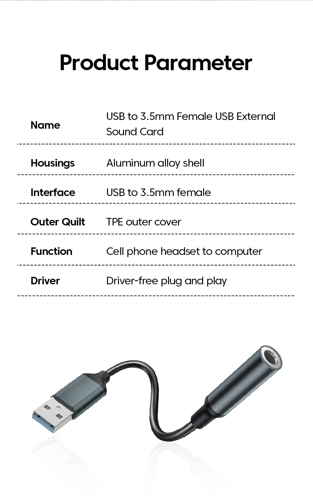 USB to 3.5MM Audio AUX Cable Adapter External Sound Card - Hiddengem