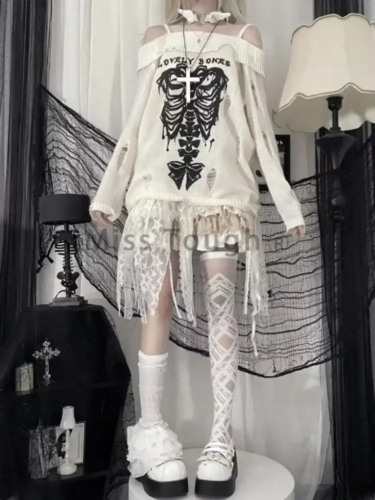 Harajuku Gothic Knitted Pullovers - Hiddengem