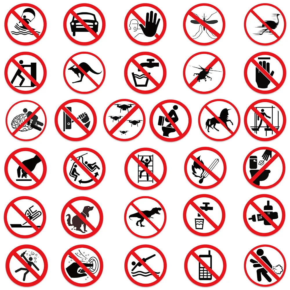 Wholesale 10/62Pcs Funny Warning Graffiti Stickers - Hiddengem