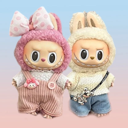 Labubu Clothes Fashion Overalls Labubu Idol V1 V2 Dolls Clothing Accessories 15/17cm Plush Doll Universal Toy Gifts Hot In Stock