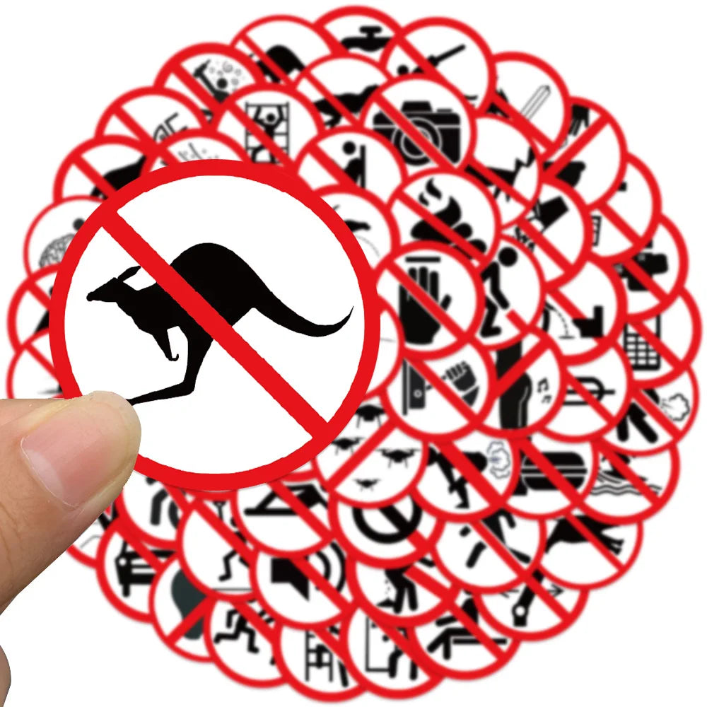 Wholesale 10/62Pcs Funny Warning Graffiti Stickers - Hiddengem
