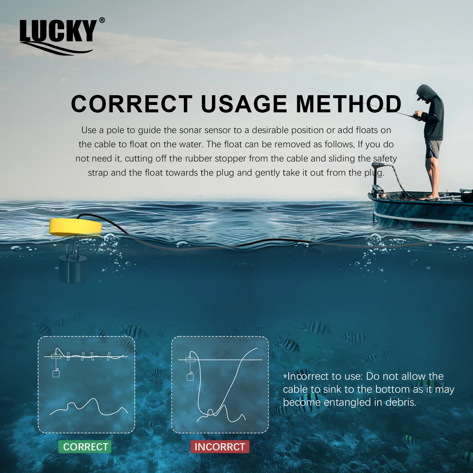 FFC1108-1 Alarm 100M Portable Sonar Fish Finders 45 degrees - Hiddengem