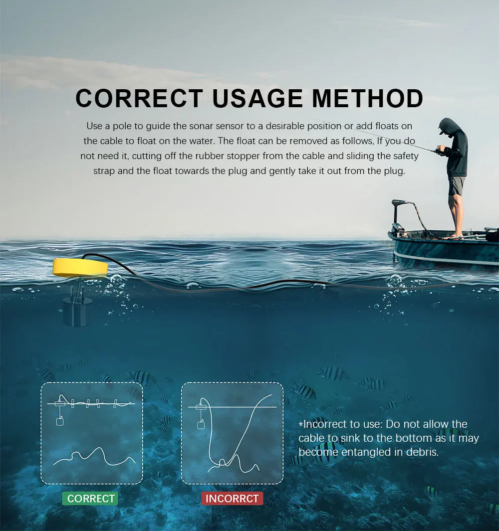 FFC1108-1 Alarm 100M Portable Sonar Fish Finders 45 degrees - Hiddengem