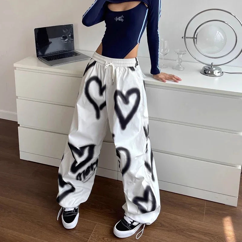 Ladies American Hip Hop Love Graff Casual Pants