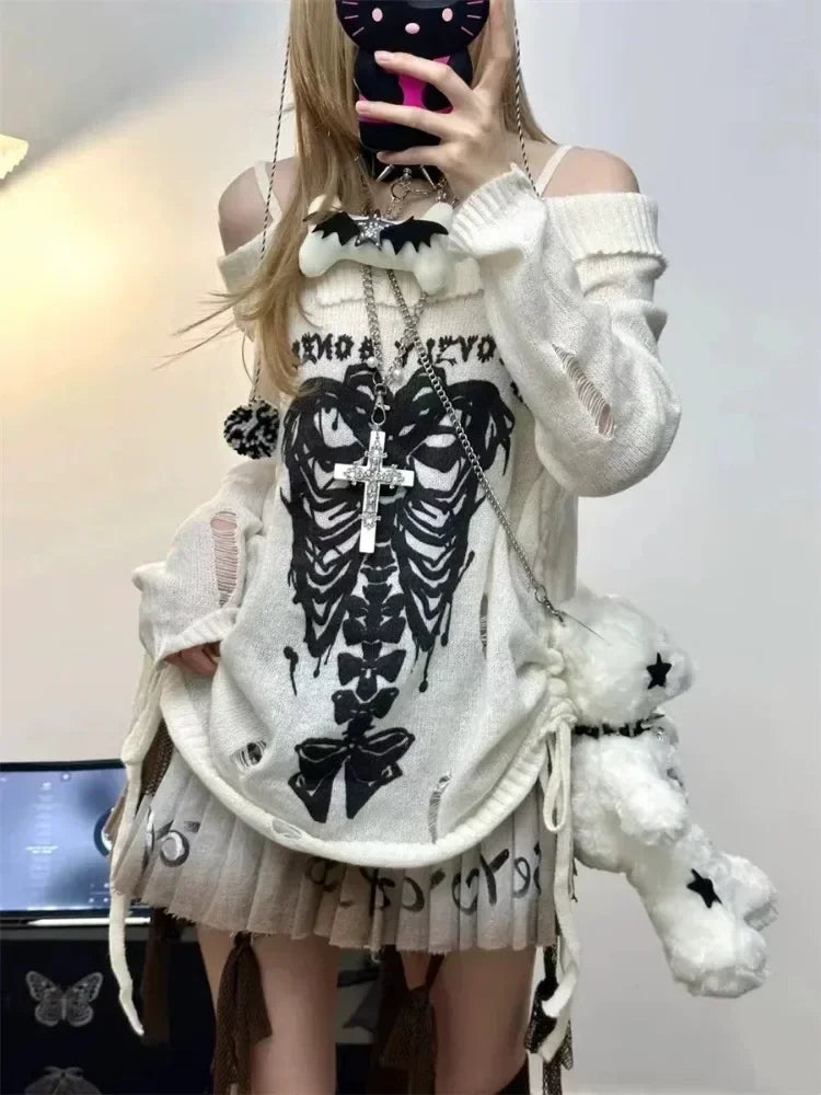 Harajuku Gothic Knitted Pullovers - Hiddengem