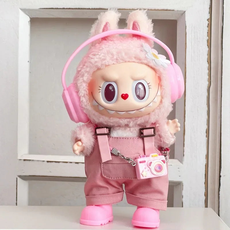 For Labubu clothing set includes headphones  waist belt pants  and accessories