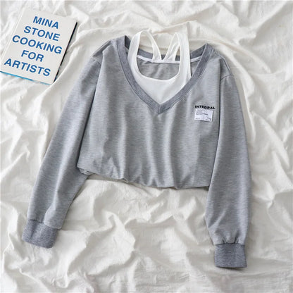 Two Pieces Strapless Crop Top Sweater - Hiddengem