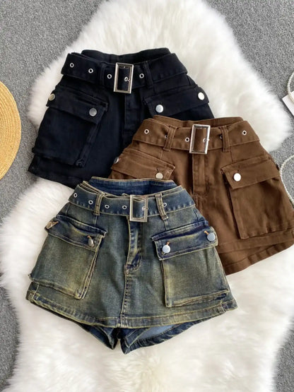 High Waist jeans skort - Hiddengem