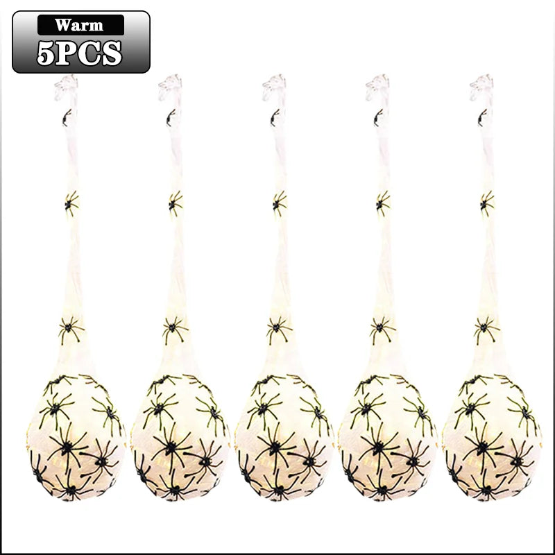 1-5PCS Halloween Hanging Spider Egg LED - Hiddengem