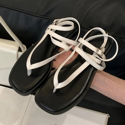 Clip Toe Flat Heels Sandals - Hiddengem