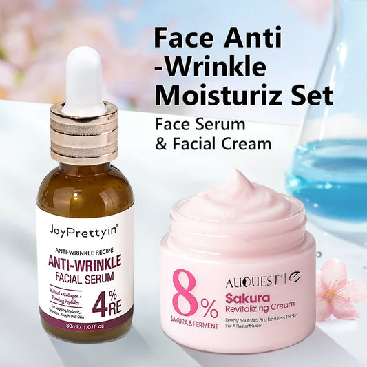 Retinol Skincare Set: Anti-Aging Serum & Cream for Fine Lines