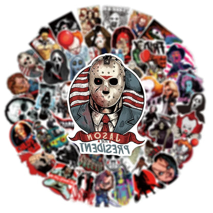 100Pcs Mixed Horror Movie Character Stickers - Hiddengem