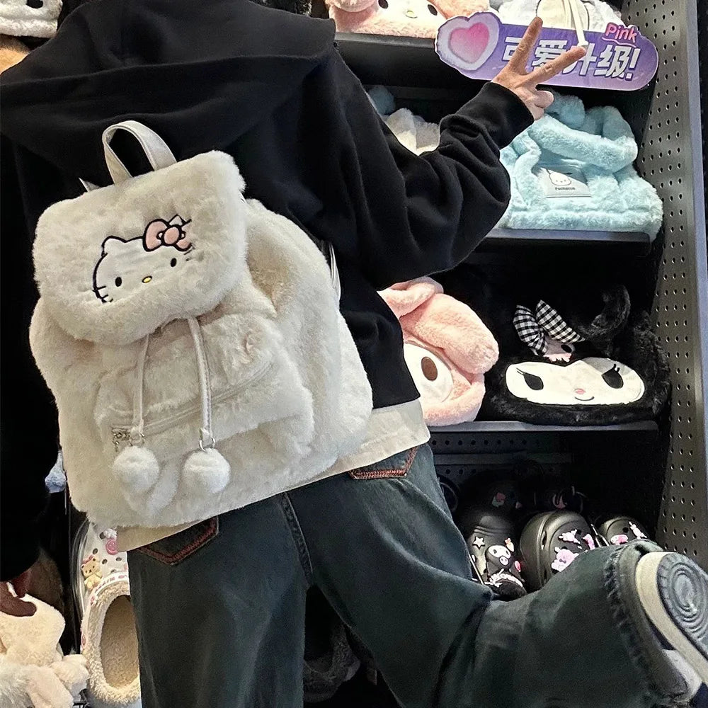 Sanrio Hellokitty Kuromi Mymelody Plush School Bag Kawaii - Hiddengem