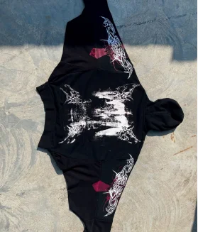 Harajuku Gothic Splicing Printed Casual Men's and Women's Hoodies - Hiddengem