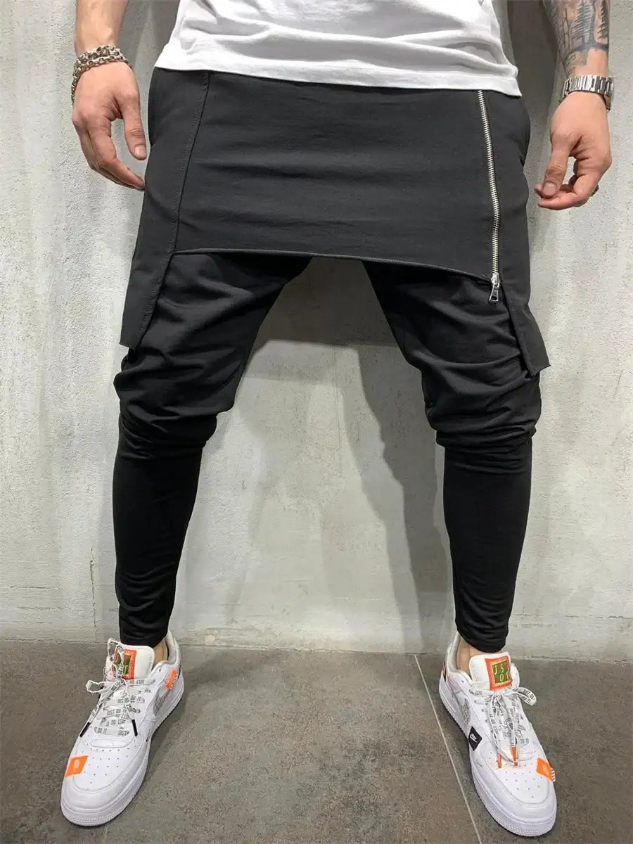 Hip Hop Trend Men Trousers Slim Fit Streetwear Sports Pencil Pants Men's Casual Sweatpants Male Irregular Zipper Joggers