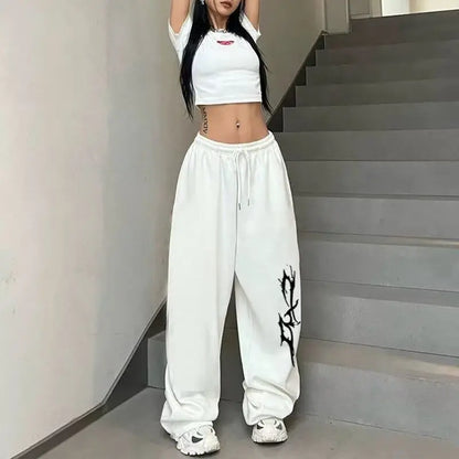 American Sweatpants Loose Straight Hiphop Jazz Dance Cotton Printed Wide-leg Pants Casual Lazy Style Hip-hop Sports Trousers