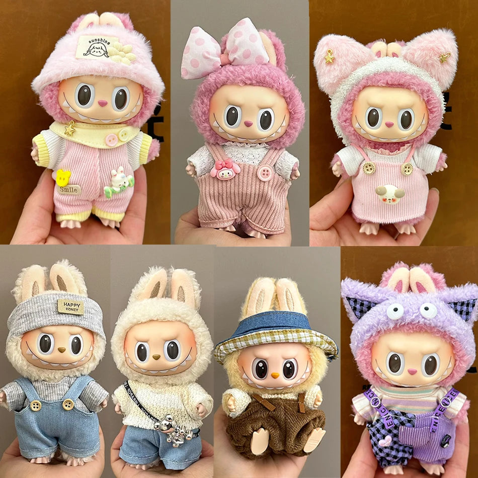 Labubu Clothes Fashion Overalls Labubu Idol V1 V2 Dolls Clothing Accessories 15/17cm Plush Doll Universal Toy Gifts Hot In Stock