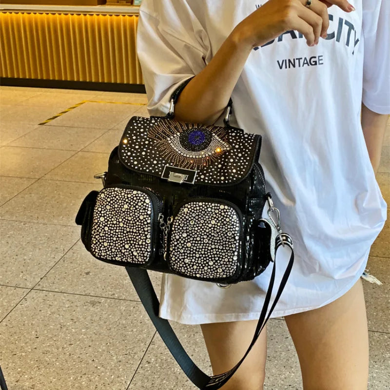 Backpack Shoulder Bag  Diamond Leather - Hiddengem