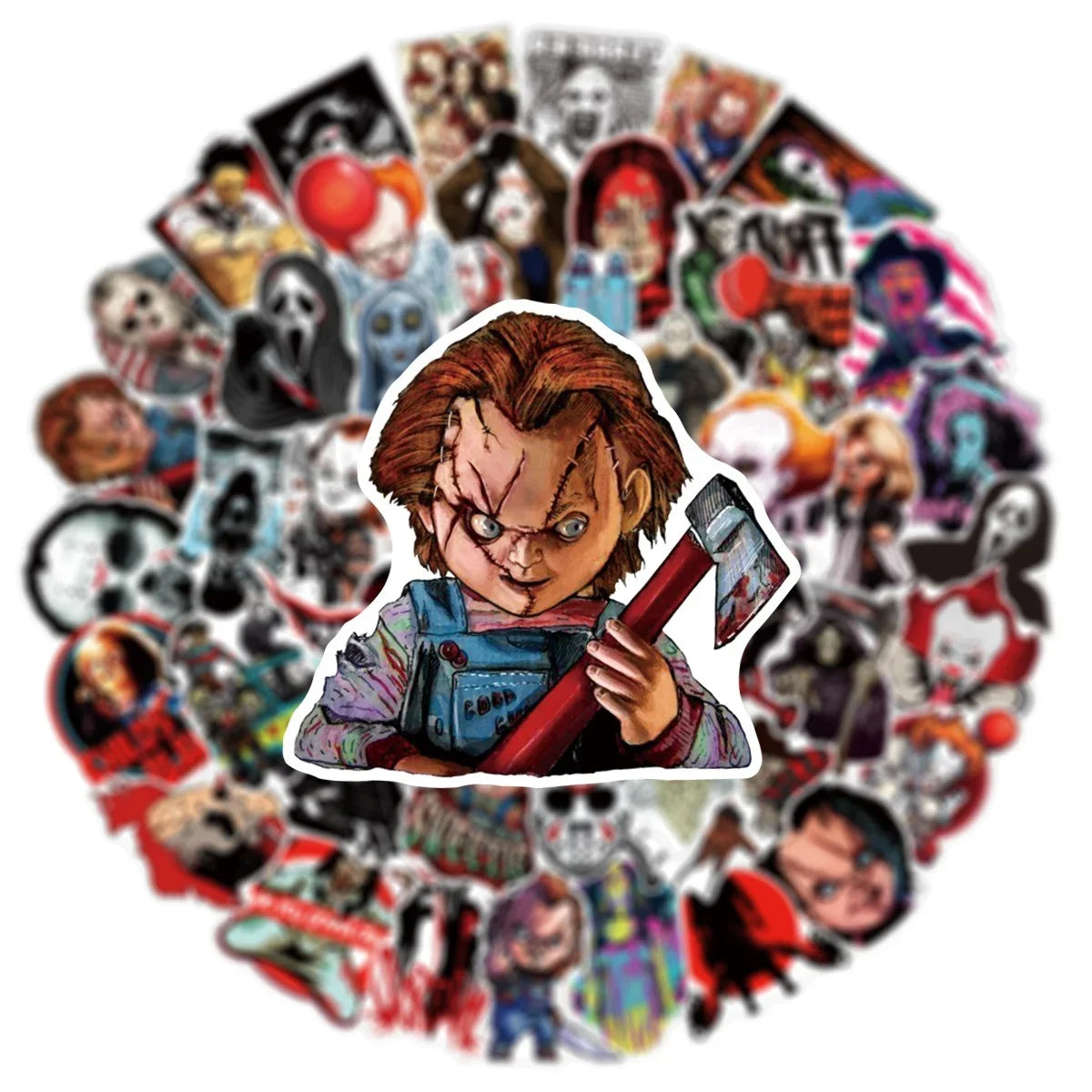 100Pcs Mixed Horror Movie Character Stickers - Hiddengem