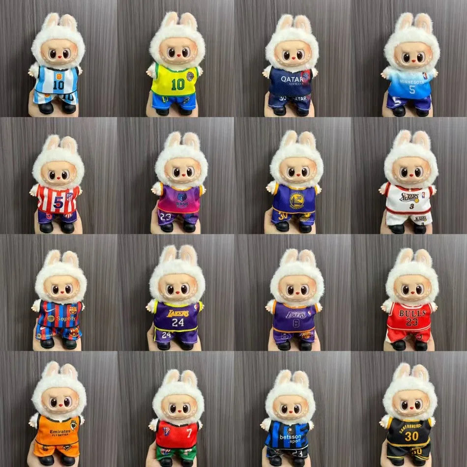 Anime Labubu Clothes Football basketball jerseys Labubu Idol V1 V2 Dolls Clothing Accessories 15/17cm Plush Doll Universal