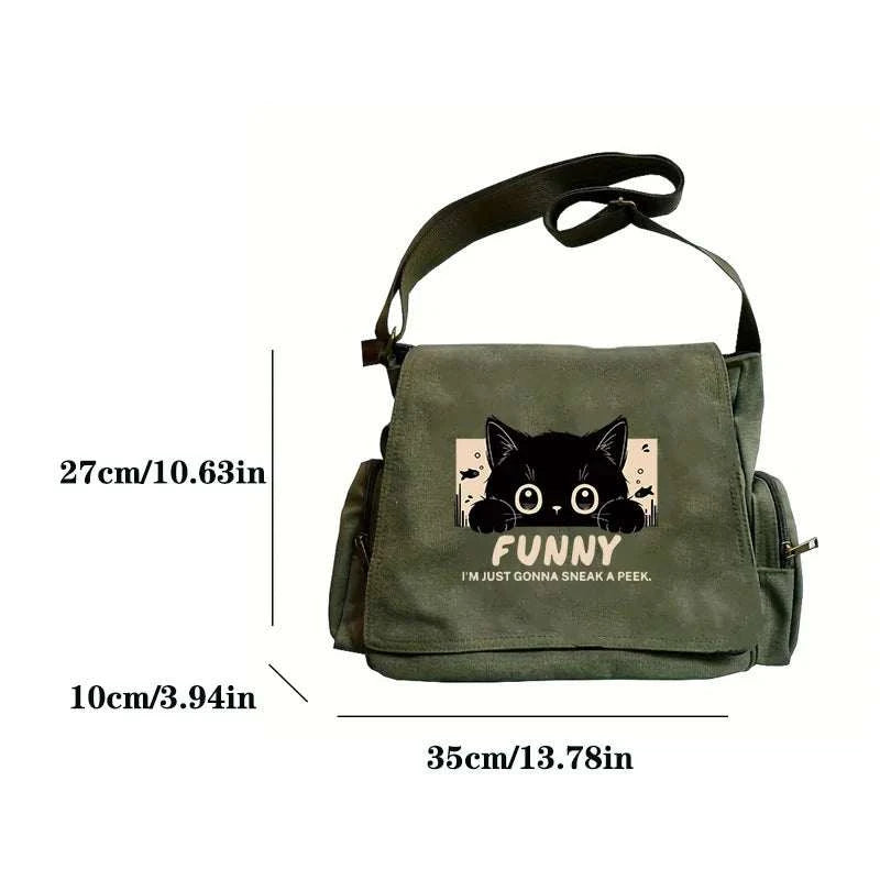 Crossbody Bag Cute Cat Letters Ladies - Hiddengem