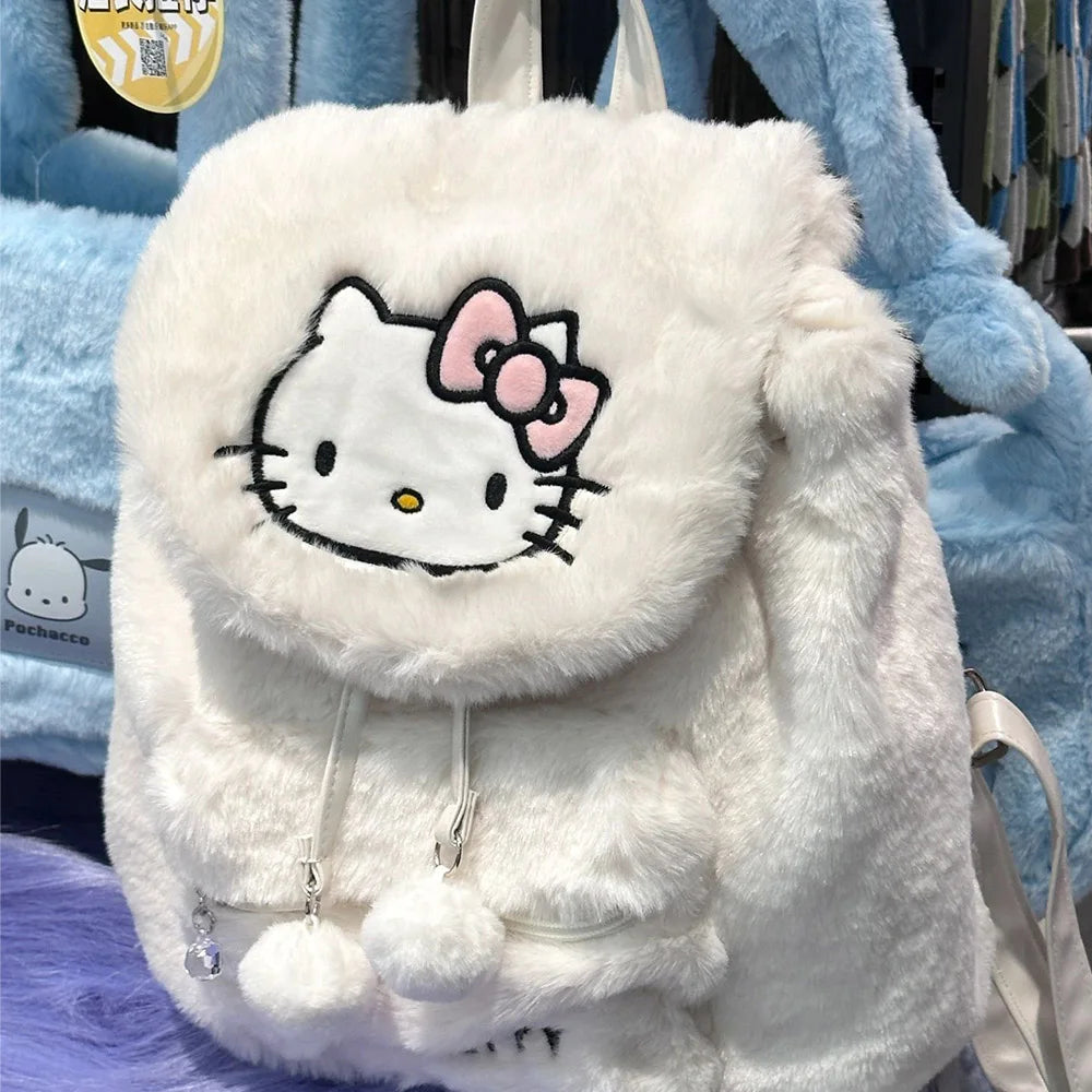 Sanrio Hellokitty Kuromi Mymelody Plush School Bag Kawaii - Hiddengem