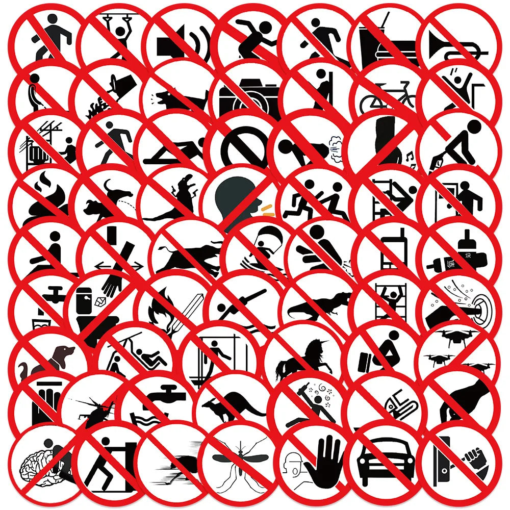 Wholesale 10/62Pcs Funny Warning Graffiti Stickers - Hiddengem