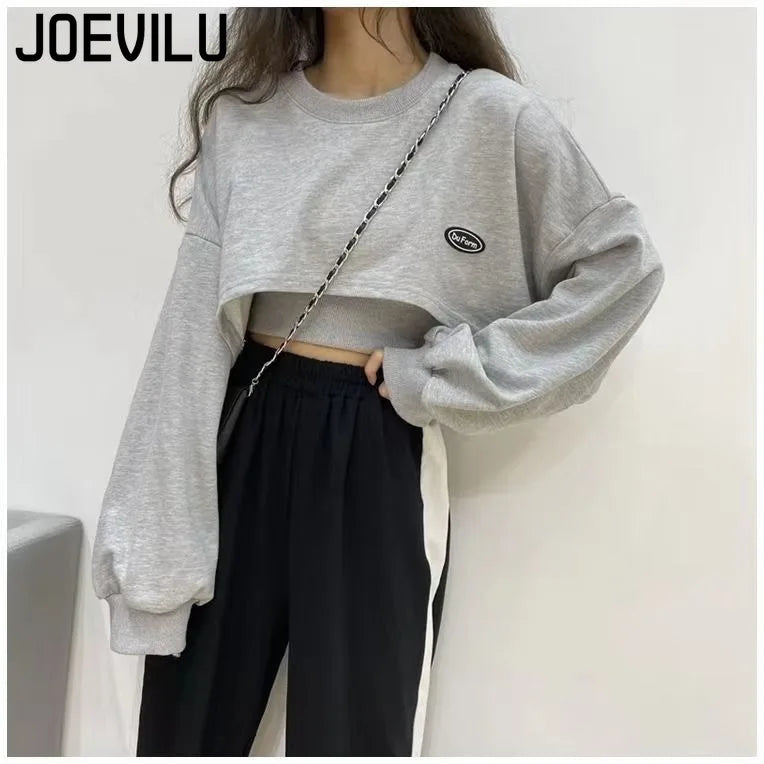 Oversized Crop Sweatshirt and Spaghetti Strap - Hiddengem