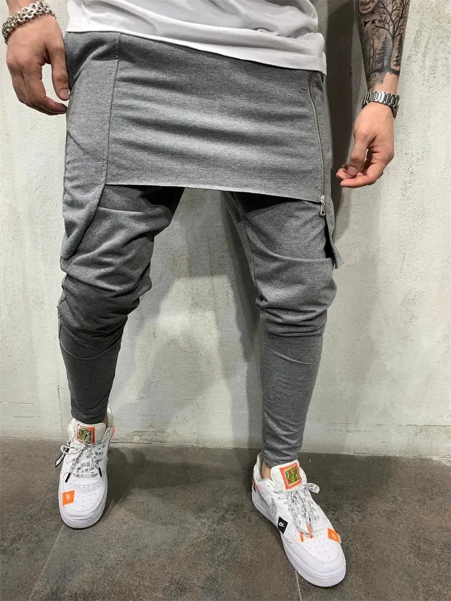 Hip Hop Trend Men Trousers Slim Fit Streetwear Sports Pencil Pants Men's Casual Sweatpants Male Irregular Zipper Joggers