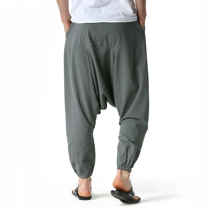 Men Hiphop Harem Pants Baggy Casual Yoga Loose Drop Crotch Trouser