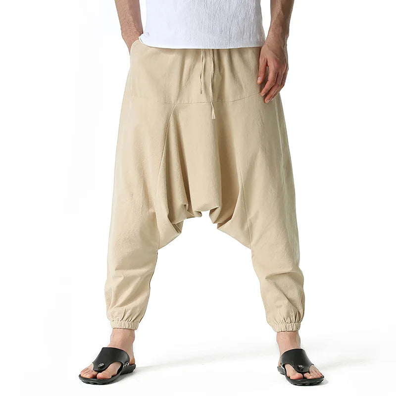 Men Hiphop Harem Pants Baggy Casual Yoga Loose Drop Crotch Trouser