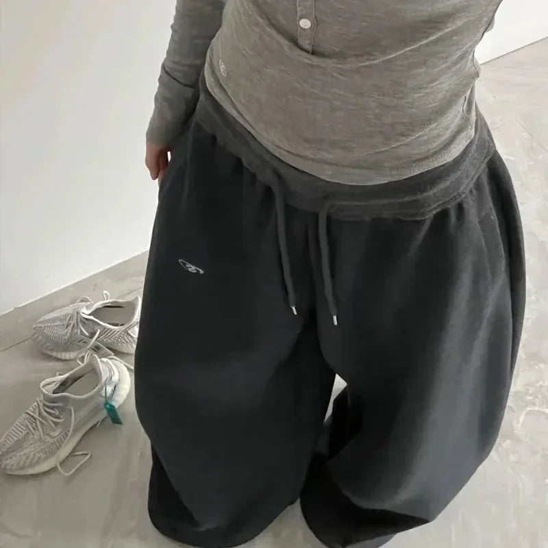 retro hip-hop oversized ladies black streetwear