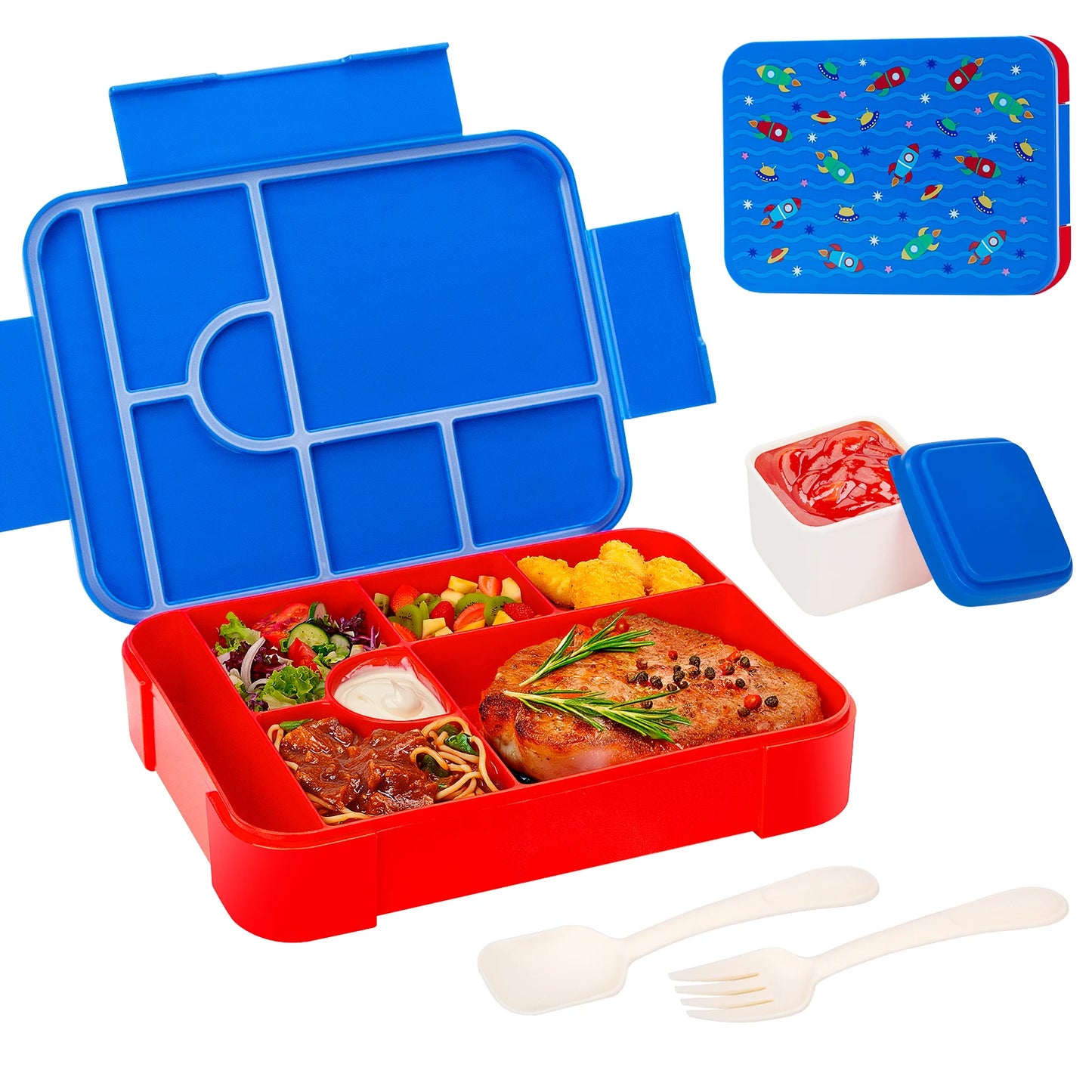 1330ml Adorable Pattern Kids Portable Divided Lunchbox - Hiddengem