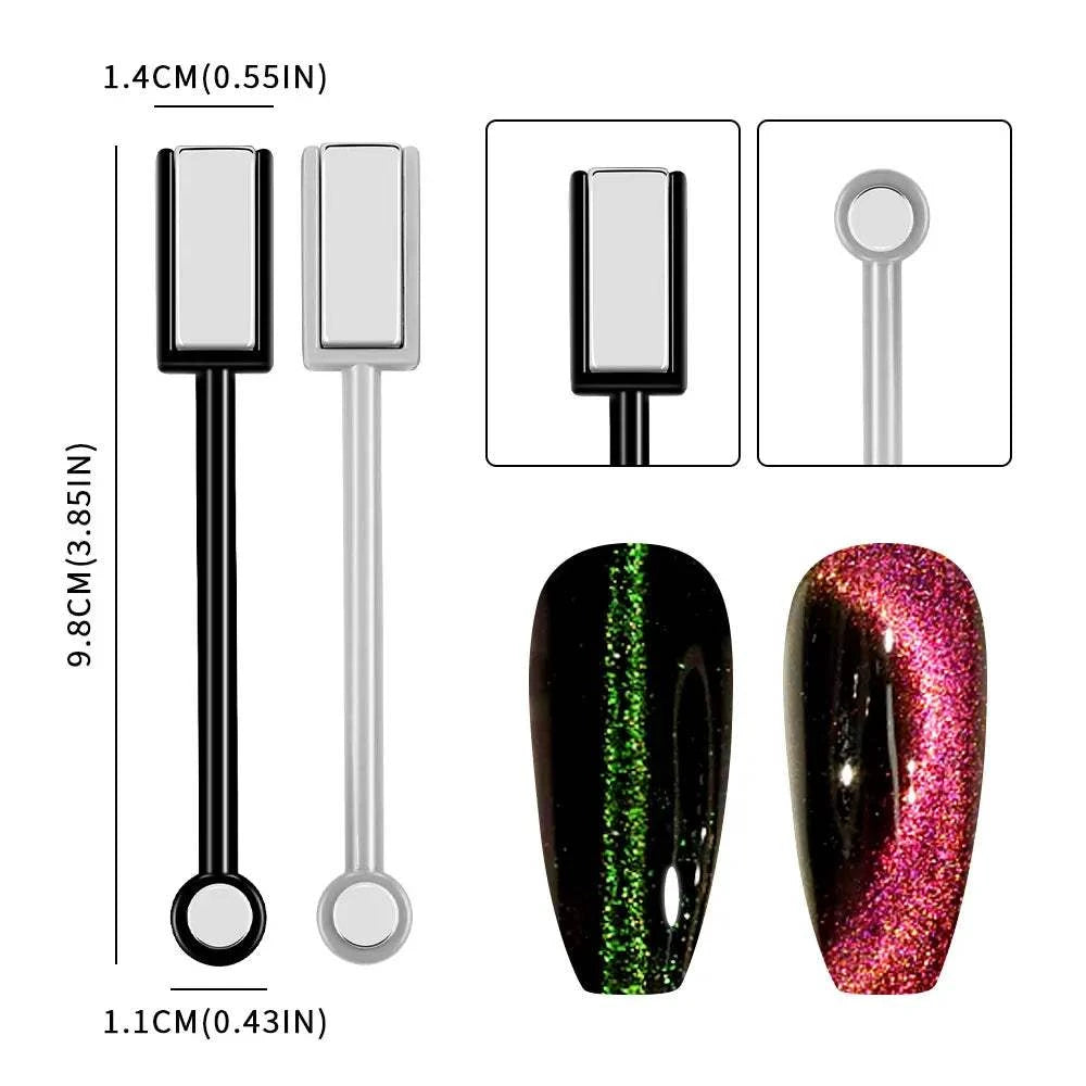 Nail Art Magnetic Stick Wand Pen Kit for 3D Cat Eye Gel Painting Nails - Hiddengem