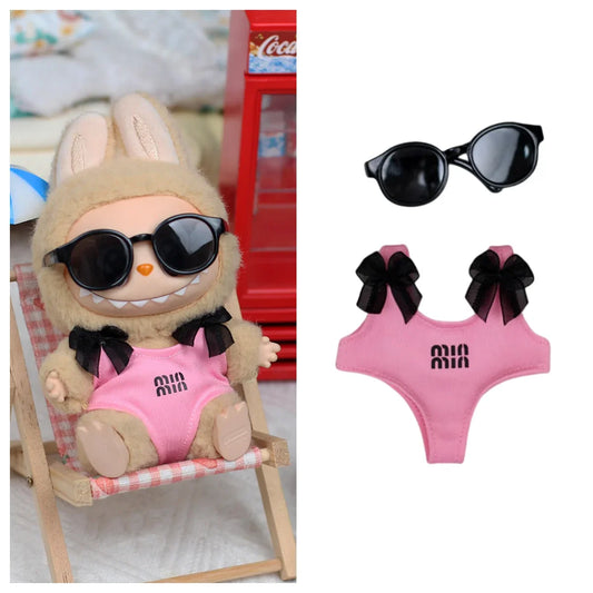 Labubu clothes summer swimsuits, sun and beach leisure swimsuits, Labubu accessories, fashionable and trendy clothing (no dolls)