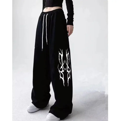 American Sweatpants Loose Straight Hiphop Jazz Dance Cotton Printed Wide-leg Pants Casual Lazy Style Hip-hop Sports Trousers