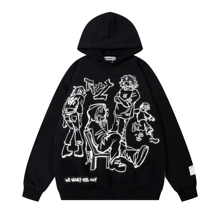Autumn/Winter Graffiti Street Pink pullover hoodie - Hiddengem