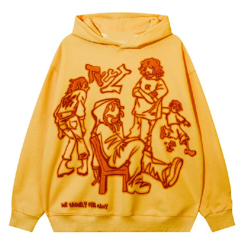 Autumn/Winter Graffiti Street Pink pullover hoodie - Hiddengem