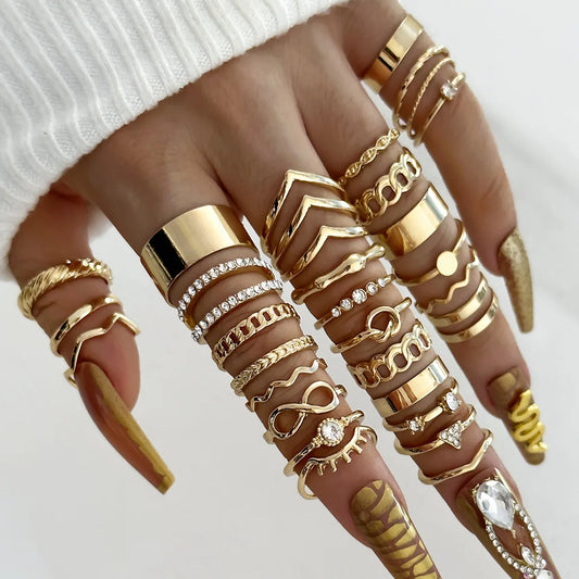 30Pcs Bohemian Geometric Knuckle Rings - Hiddengem