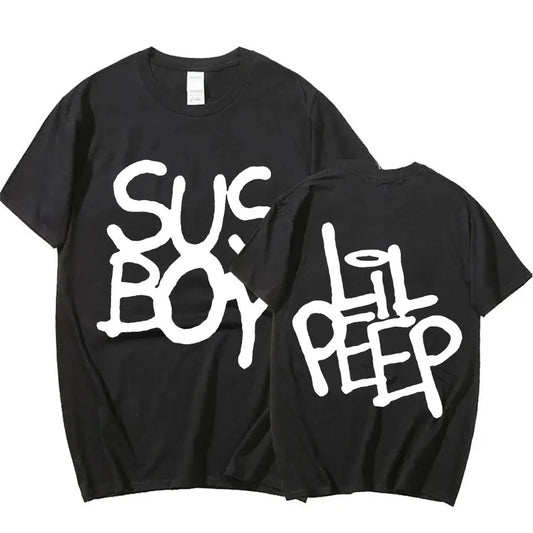 Lil Peep Sus Boy Pink Graphic T Shirt Men's Cool Hip Hop Rapper T-Shirt Men Women Short Sleeve T Shirts Gothic Streetwear