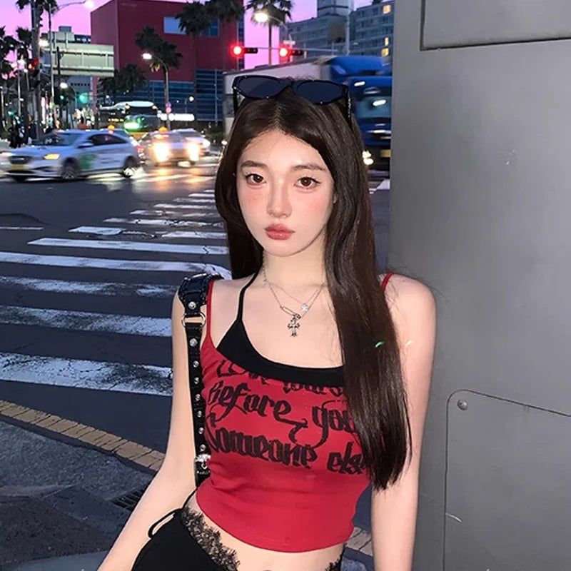 LADIES//_ Fashion Letter Print Camisole - Hiddengem