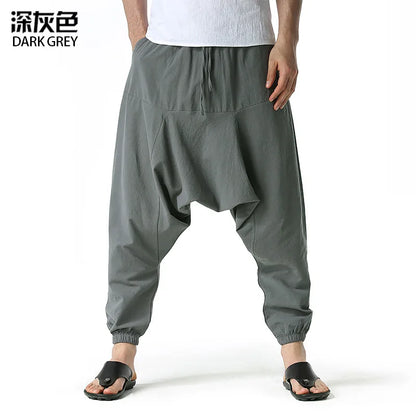 Men Hiphop Harem Pants Baggy Casual Yoga Loose Drop Crotch Trouser