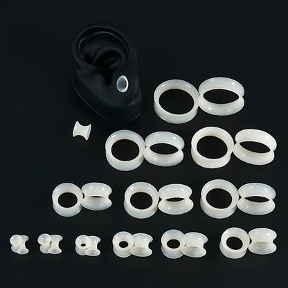 Pair Skin Thin Soft Flexible Ear Tunnels Double Flare Ear Plugs - Hiddengem