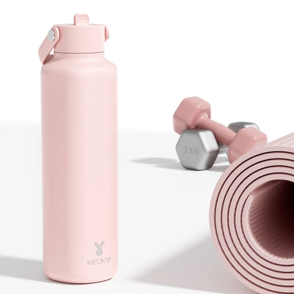 Meoky 24oz Insulated Tumbler With 2 Spout Lid And Straw - Hiddengem