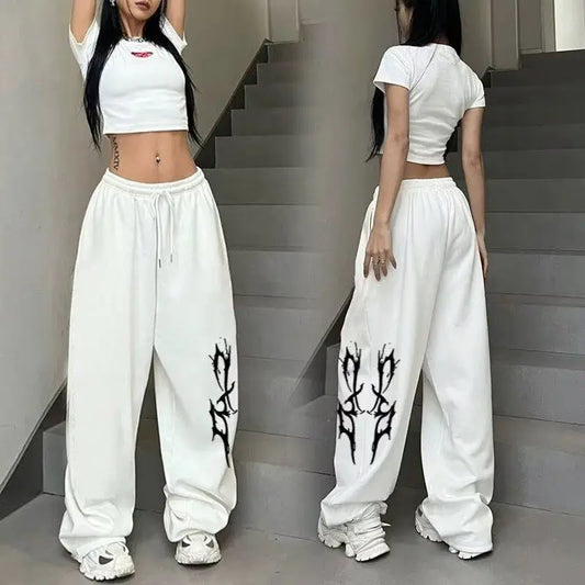 American Sweatpants Loose Straight Hiphop Jazz Dance Cotton Printed Wide-leg Pants Casual Lazy Style Hip-hop Sports Trousers