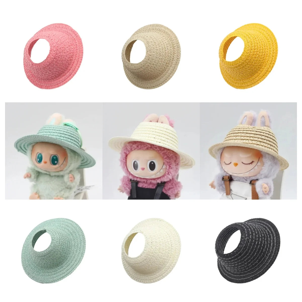 Labubu open top straw hat