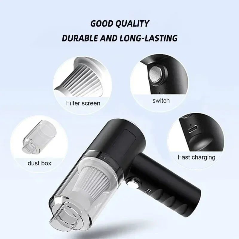 Black Portable Car Cordless Rechargeable 3-in-1 Vacuum - Hiddengem